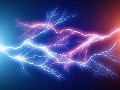 Ilustracija električnog pražnjenja na tamnoj pozadini.